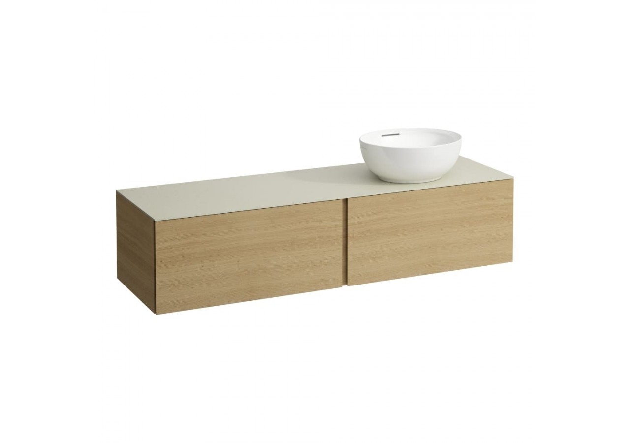 Meuble sous vasque 1600 2 tiroirs découpe à droite Alessi Chêne clair 1600 x 500 x 370 mm - H4313560972501 - Laufen