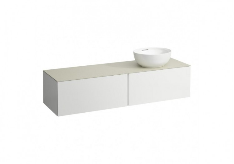 Meuble sous vasque 1600 2 tiroirs découpe à droite Alessi Blanc mat 1600 x 500 x 370 mm - H4313560972601 - Laufen