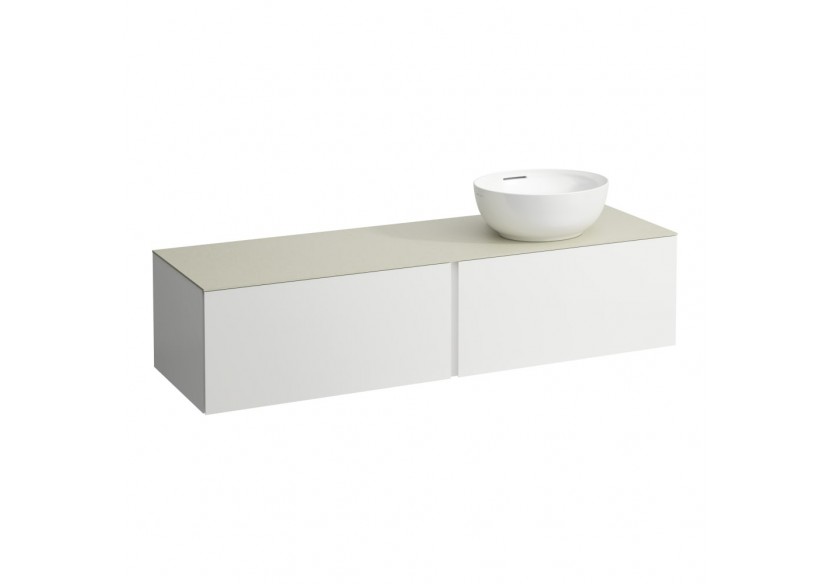 Meuble sous vasque 1600 2 tiroirs découpe à droite Alessi Blanc mat 1600 x 500 x 370 mm - H4313560972601 - Laufen