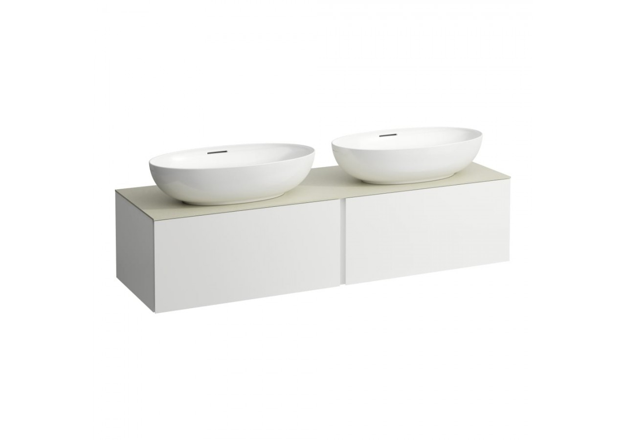 Meuble sous vasque 1600 2 tiroirs découpe gauche et droite Alessi Blanc mat 1600 x 500 x 370 mm - H4313570972601 - Laufen