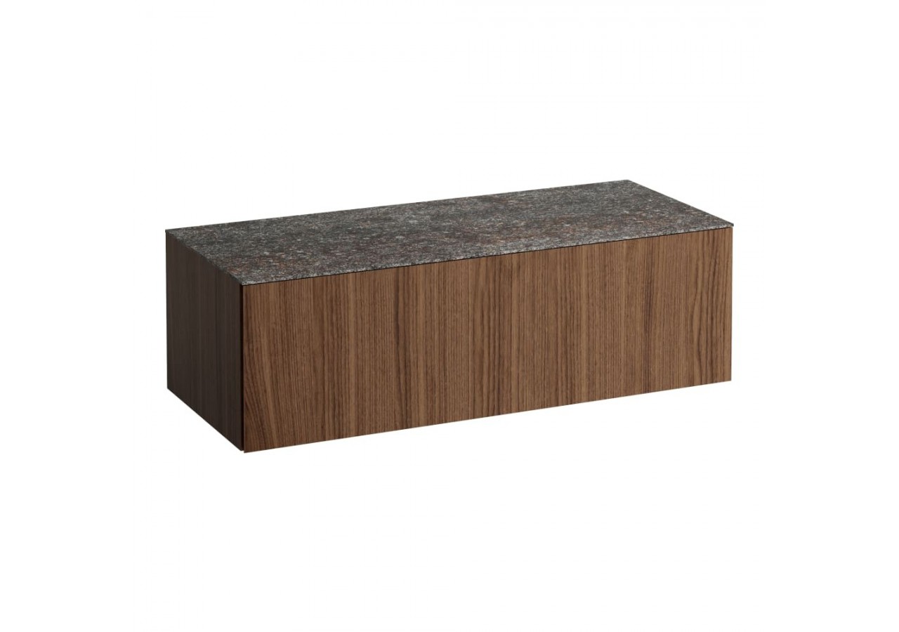 Meuble sous vasque 1200 mm 2 tiroirs sans découpe Alessi Noce canaletto 1200 x 500 x 370 mm - H4323000976301 - Laufen