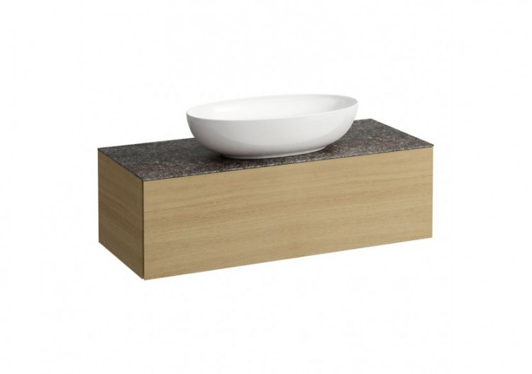 Meuble sous vasque 1200 1 tiroir découpe centrale Alessi Chêne clair 1200 x 500 x 370 mm - H4323110972501 - Laufen