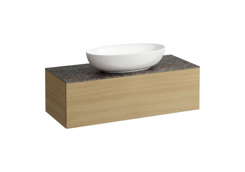 Meuble sous vasque 1200 1 tiroir découpe centrale Alessi Chêne clair 1200 x 500 x 370 mm - H4323110972501 - Laufen