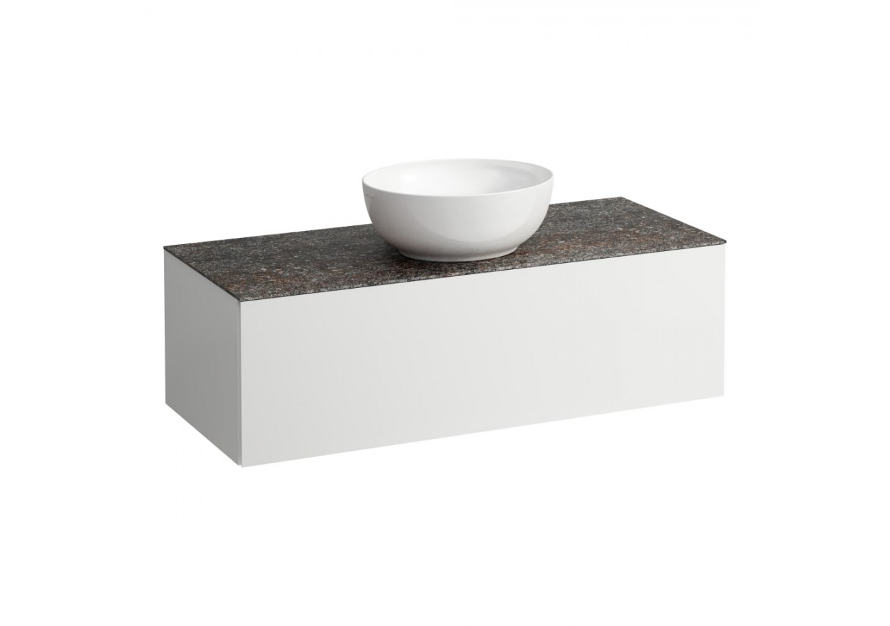 Meuble sous vasque 1200 1 tiroir découpe centrale Alessi Blanc mat 1200 x 500 x 370 mm - H4323110972601 - Laufen