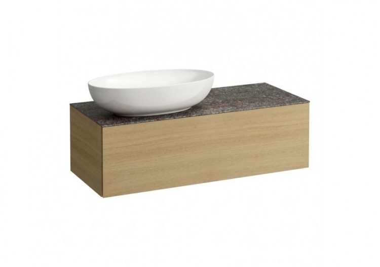 Meuble sous vasque 1200 1 tiroir découpe à gauche Alessi Chêne clair 1200 x 500 x 370 mm - H4323120972501 - Laufen