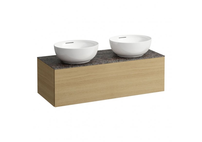 Meuble sous vasque 1200 1 tiroir découpe gauche et droite Alessi Chêne clair 1200 x 500 x 370 mm - H4323140972501 - Laufen