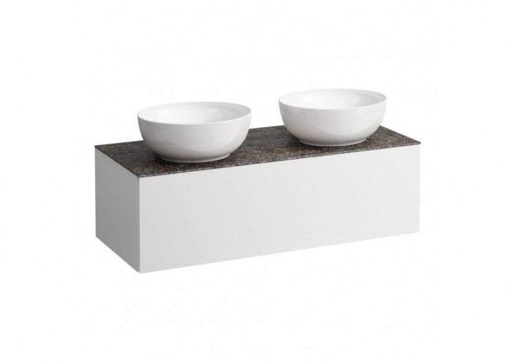 Meuble sous vasque 1200 1 tiroir découpe gauche et droite Alessi Blanc mat 1200 x 500 x 370 mm - H4323140972601 - Laufen