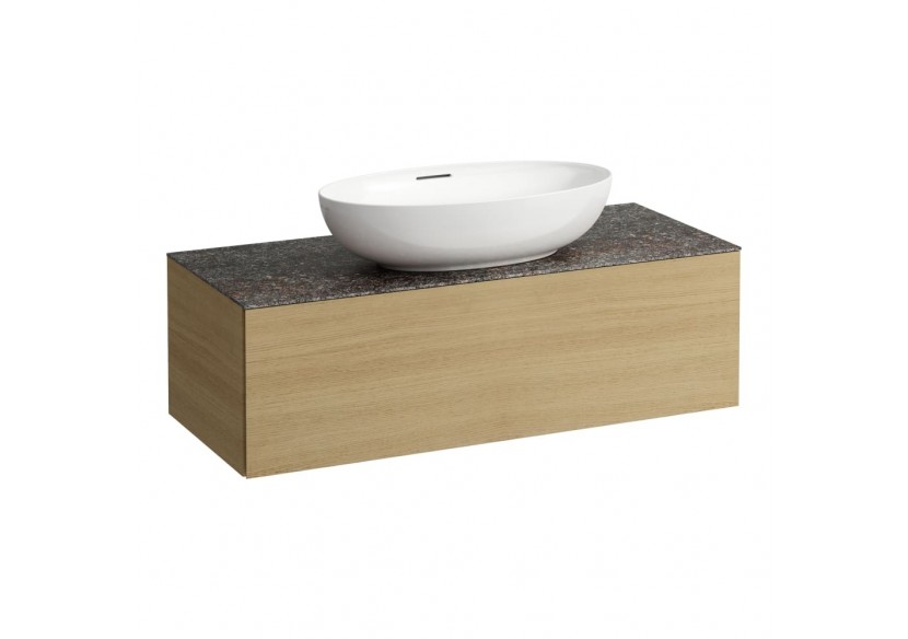 Meuble sous vasque 1200 1 tiroir découpe centrale Alessi Blanc mat 1200 x 500 x 370 mm - H4323150972601 - Laufen