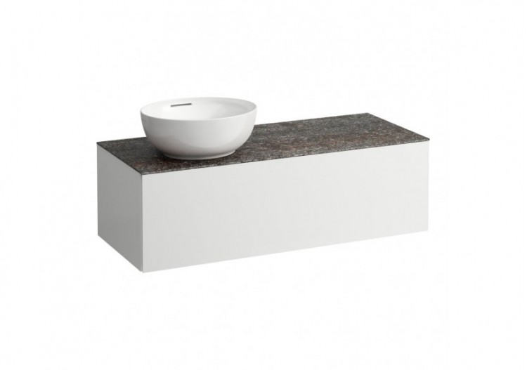 Meuble sous vasque 1200 1 tiroir découpe à gauche Alessi Blanc mat 1200 x 500 x 370 mm - H4323160972601 - Laufen