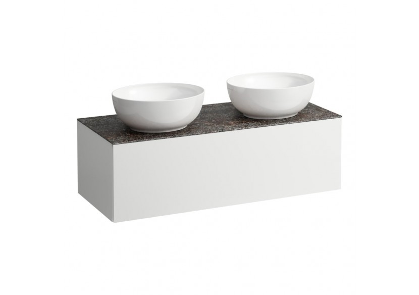 Meuble sous vasque 1200 1 tiroir découpe gauche et droite Alessi Blanc mat 1200 x 500 x 370 mm - H4323180972601 - Laufen