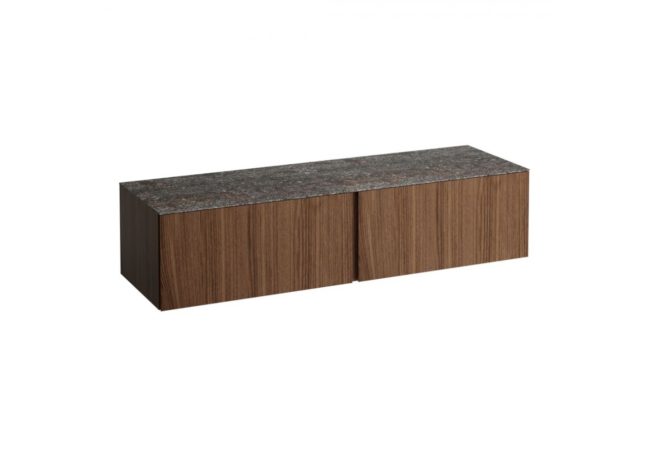 Meuble sous vasque 1600 mm 2 tiroirs sans découpe Alessi Noce canaletto 1600 x 500 x 370 mm - H4323300976301 - Laufen