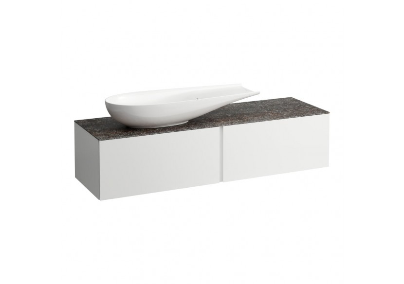 Meuble sous vasque 1600 2 tiroirs découpe à gauche Alessi Blanc mat 1600 x 500 x 370 mm - H4323420972601 - Laufen