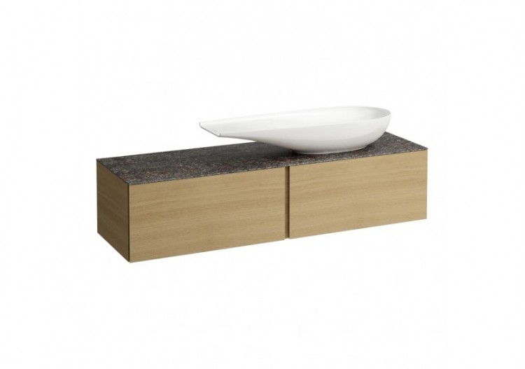 Meuble sous vasque 1600 2 tiroirs découpe à droite Alessi Chêne clair 1600 x 500 x 370 mm - H4323450972501 - Laufen