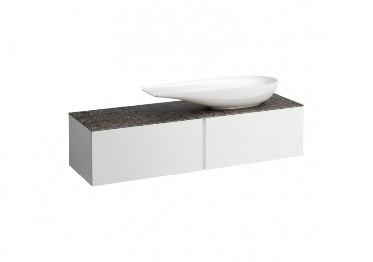 Meuble sous vasque 1600 2 tiroirs découpe à droite Alessi Blanc mat 1600 x 500 x 370 mm - H4323450972601 - Laufen