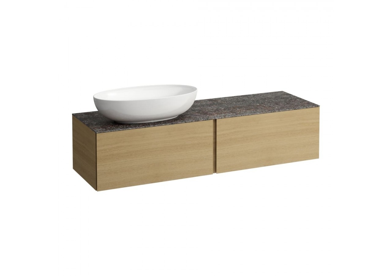 Meuble sous vasque 1600 2 tiroirs découpe à gauche Alessi Chêne clair 1600 x 500 x 370 mm - H4323520972501 - Laufen