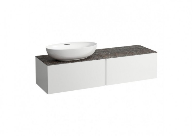 Meuble sous vasque 1600 2 tiroirs découpe à gauche Alessi Blanc mat 1600 x 500 x 370 mm - H4323520972601 - Laufen