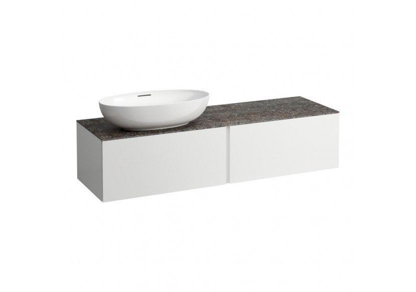 Meuble sous vasque 1600 2 tiroirs découpe à gauche Alessi Blanc mat 1600 x 500 x 370 mm - H4323520972601 - Laufen