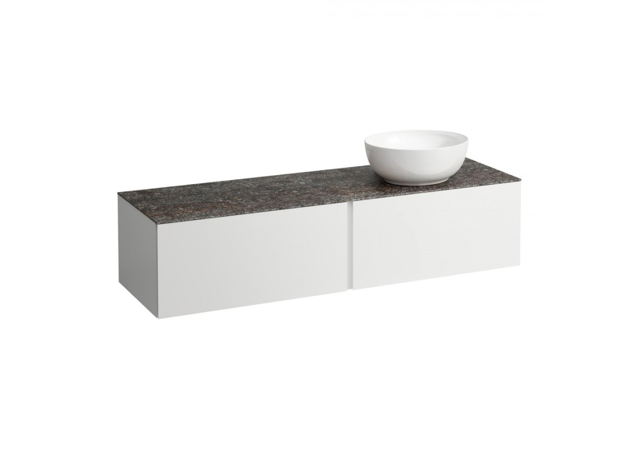 Meuble sous vasque 1600 2 tiroirs découpe à droite Alessi Blanc mat 1600 x 500 x 370 mm - H4323530972601 - Laufen