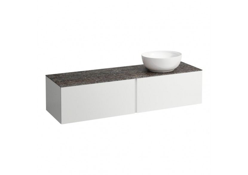 Meuble sous vasque 1600 2 tiroirs découpe à droite Alessi Blanc mat 1600 x 500 x 370 mm - H4323530972601 - Laufen