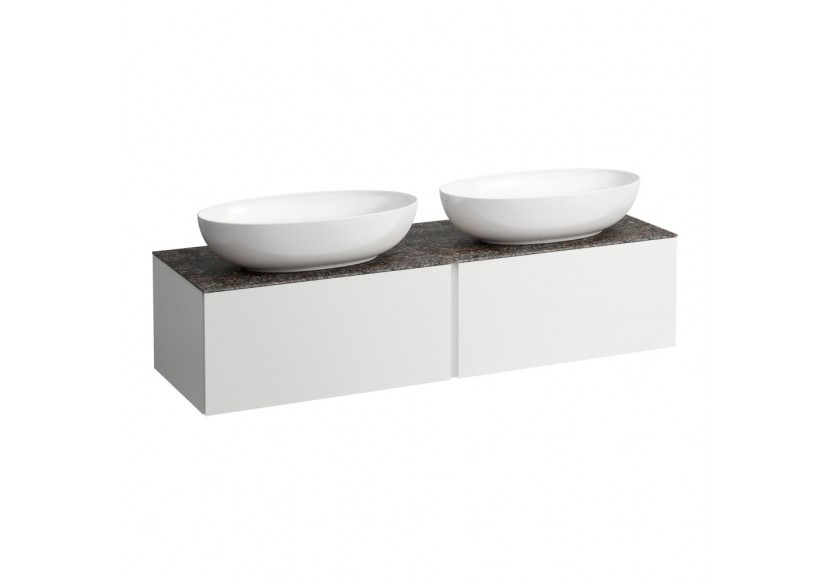 Meuble sous vasque 1600 2 tiroirs découpe gauche et droite Alessi Blanc mat 1600 x 500 x 370 mm - H4323540972601 - Laufen
