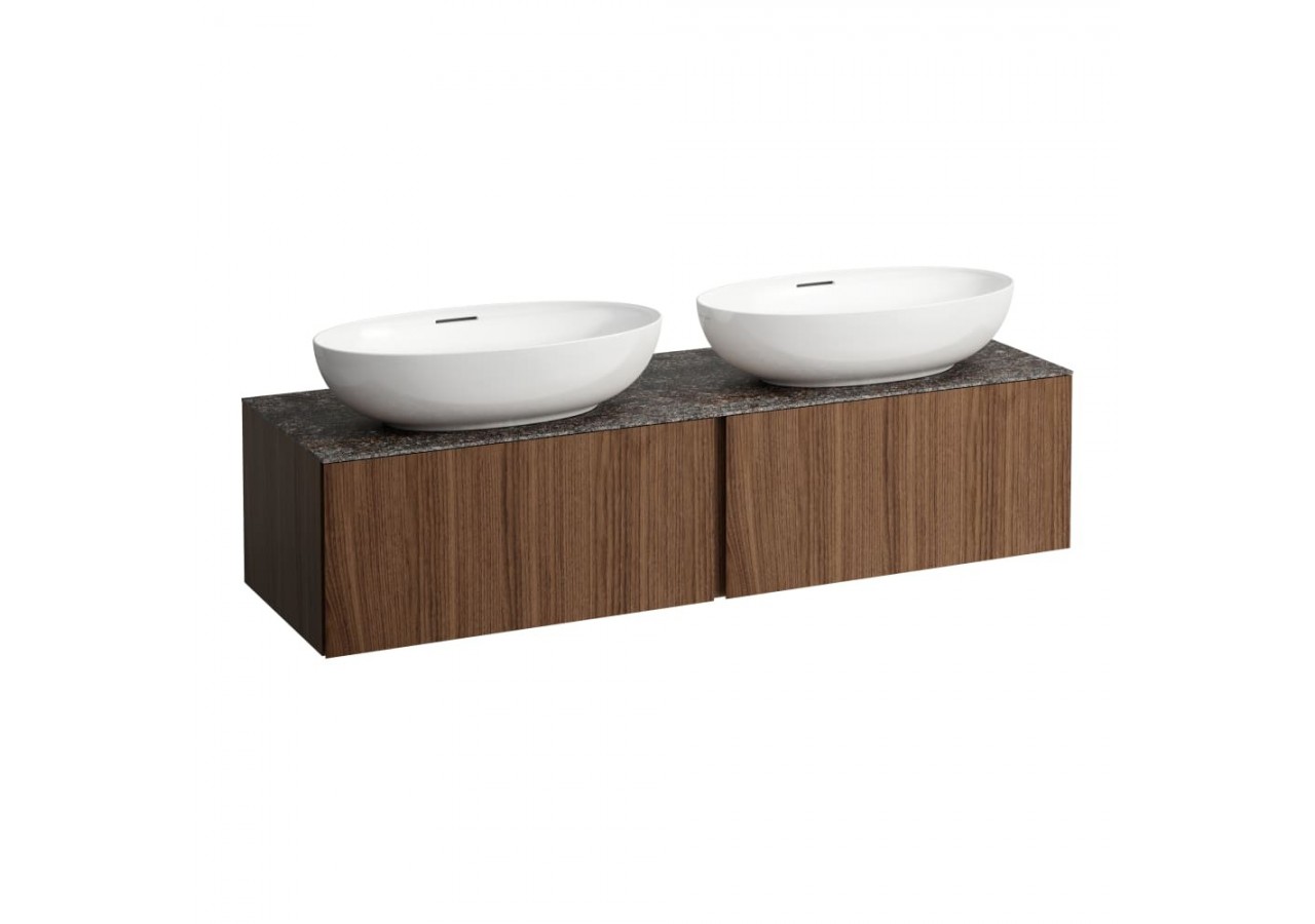 Meuble sous vasque 1600 mm 2 tiroirs Alessi Noce canaletto 1600 x 500 x 370 mm - H4323540976301 - Laufen