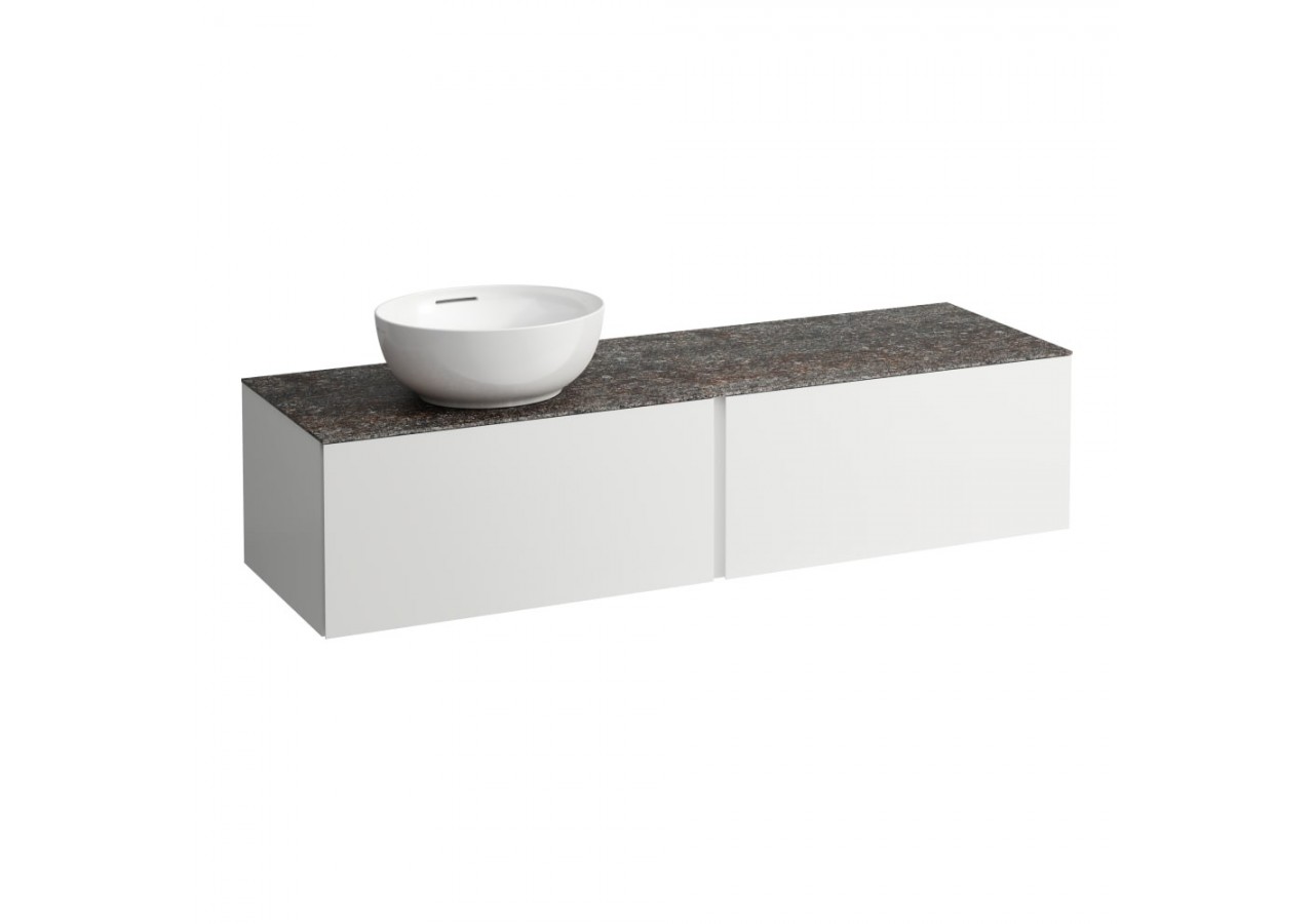 Meuble sous vasque 1600 2 tiroirs découpe à gauche Alessi Blanc mat 1600 x 500 x 370 mm - H4323550972601 - Laufen