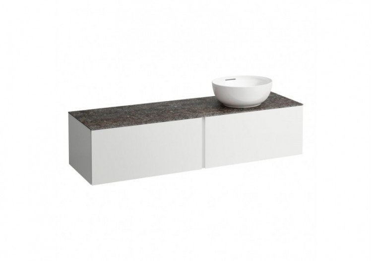 Meuble sous vasque 1600 2 tiroirs découpe à droite Alessi Blanc mat 1600 x 500 x 370 mm - H4323560972601 - Laufen