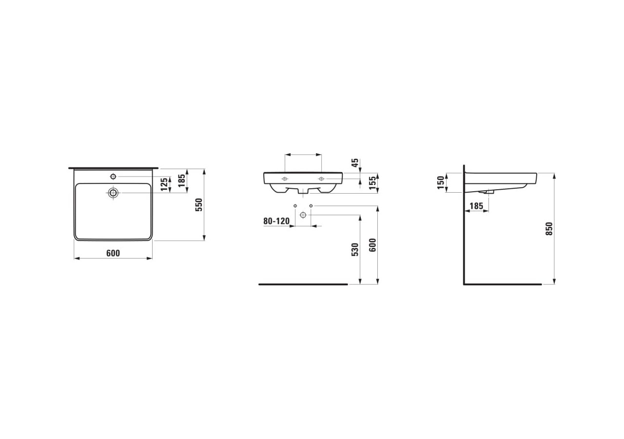 Lavabo PMR 'liberty' Liberty Blanc LCC Active 600 x 550 x 155 mm - H811950A001041 - Laufen