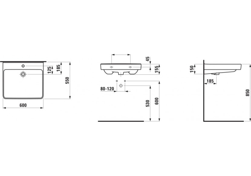 Lavabo PMR 'liberty' Liberty Blanc LCC Active 600 x 550 x 155 mm - H811950A001561 - Laufen