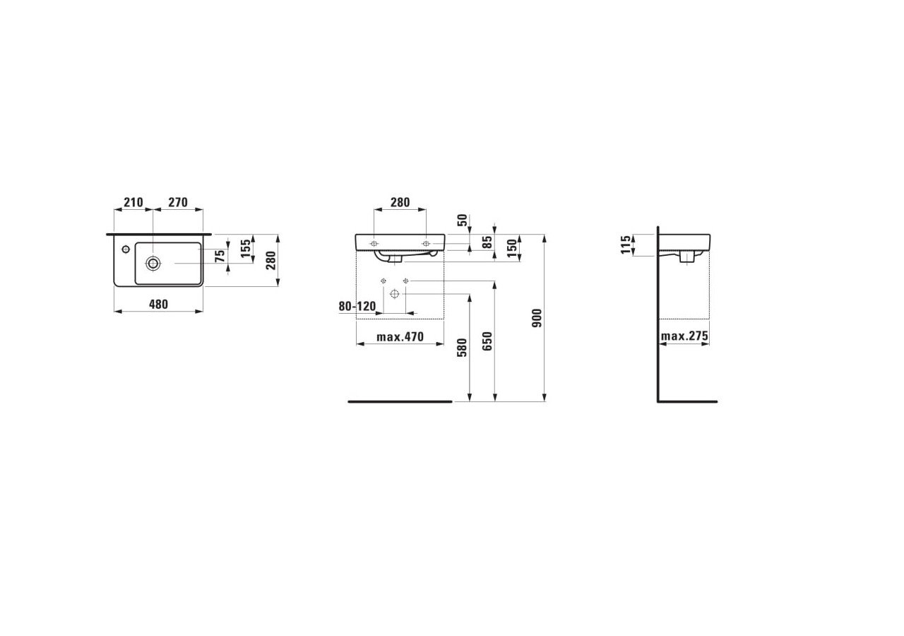 Lave-mains Laufen pro s Blanc LCC Active 480 x 280 x 150 mm - H815955A001041 - Laufen