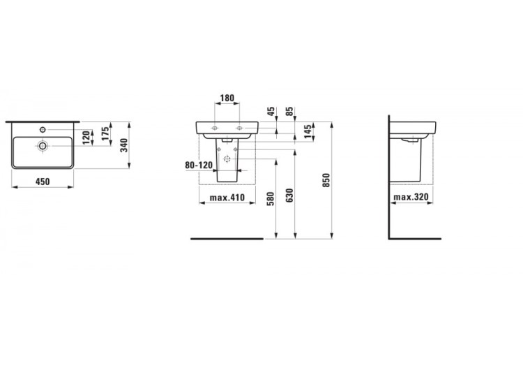 Lave-mains Laufen pro s Blanc LCC Active 450 x 340 x 145 mm - H815961A001421 - Laufen 2