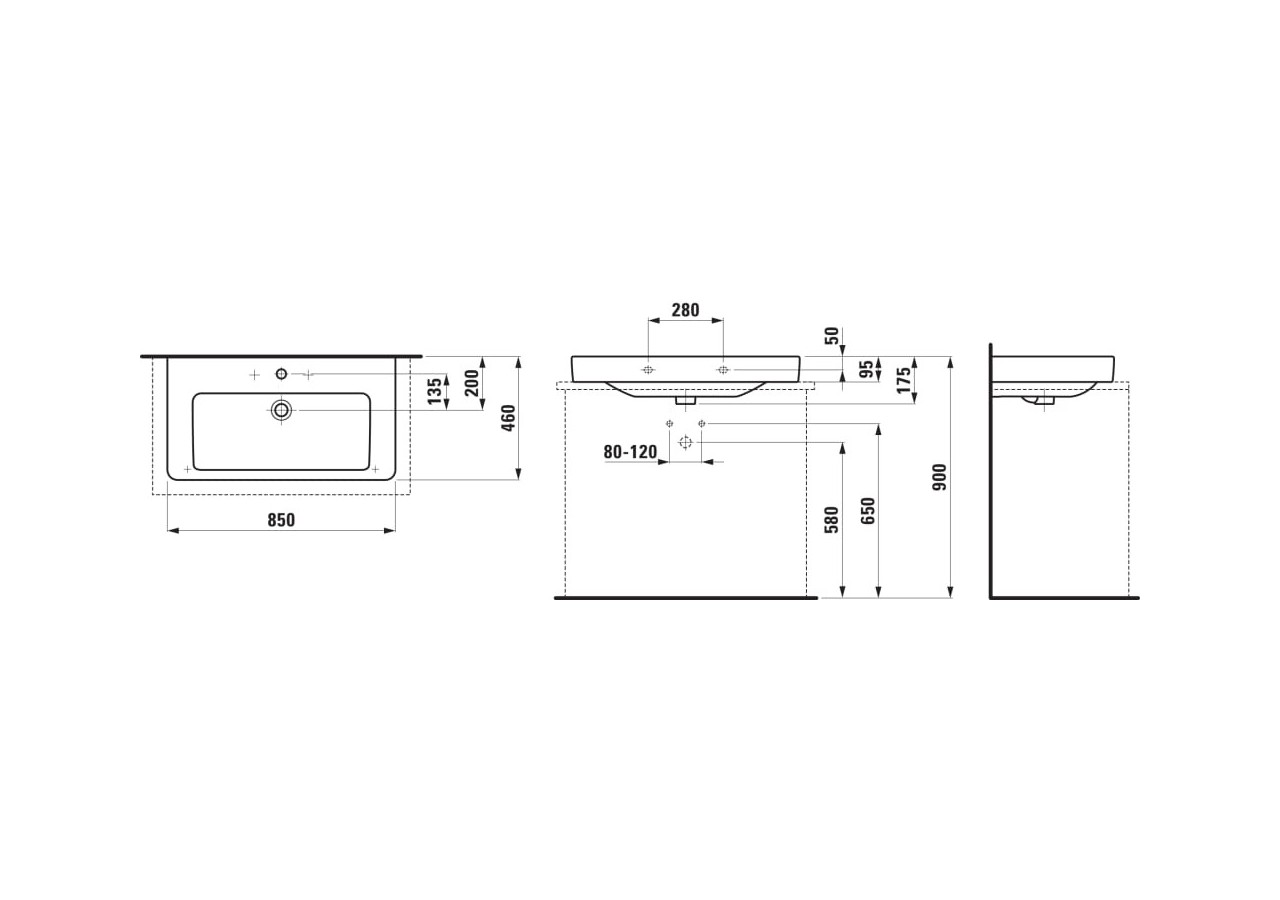 Lavabo à poser Laufen pro s Blanc LCC Active 850 x 465 x 175 mm - H816965A001041 - Laufen