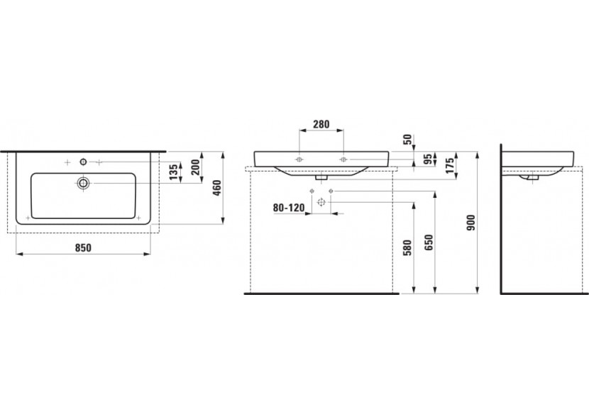 Lavabo mural Laufen pro s Blanc LCC Active 850 x 465 x 175 mm - H816965A001091 - Laufen