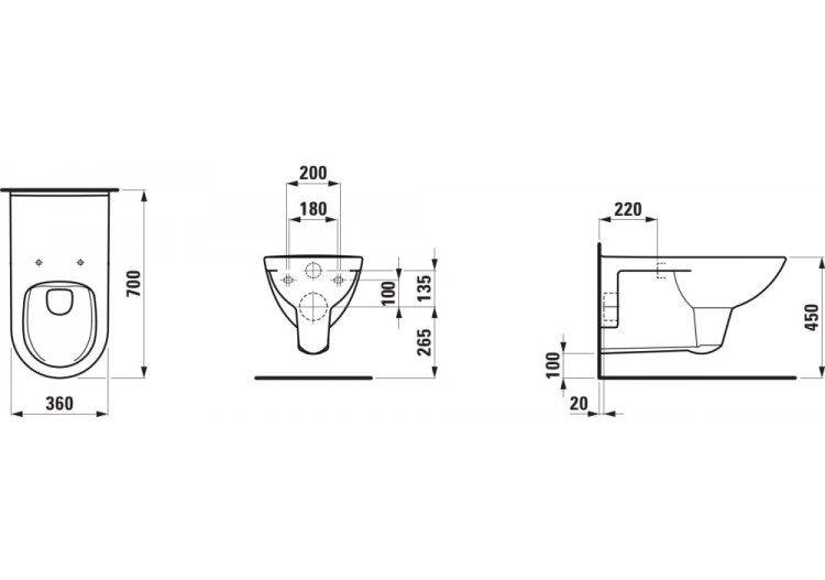 Cuvette suspendue PMR sans bride Liberty Blanc LCC Active 700 x 360 x 360 mm - H821954A000001 - Laufen 2