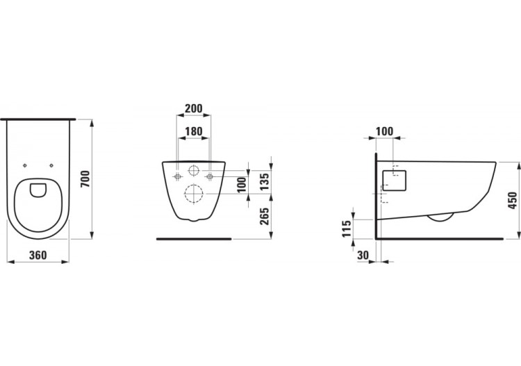 Cuvette suspendue PMR sans bride Liberty Blanc LCC Active 700 x 360 x 335 mm - H821960A000001 - Laufen 2