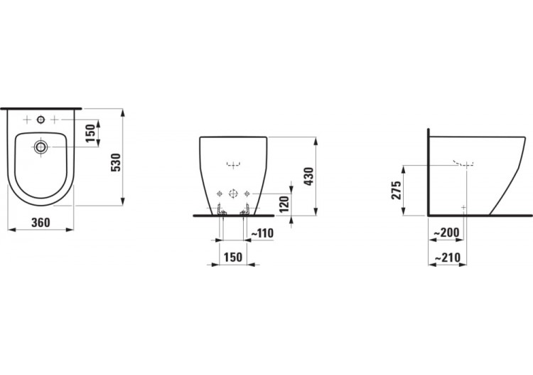 Bidet au sol Laufen pro Blanc LCC Active 530 x 360 x 430 mm - H832952A003021 - Laufen 2