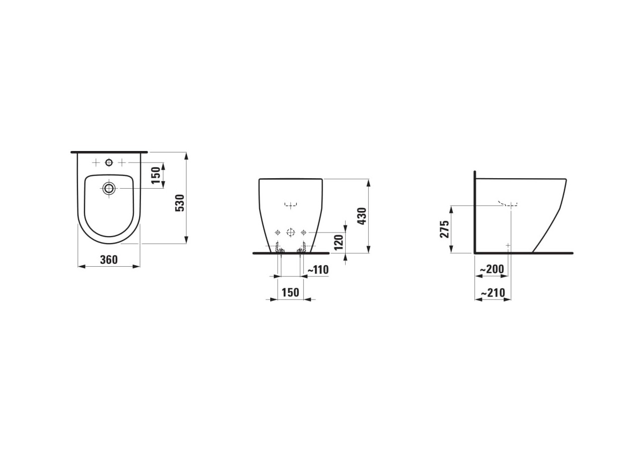 Bidet au sol Laufen pro Blanc LCC Active 530 x 360 x 430 mm - H832952A003021 - Laufen