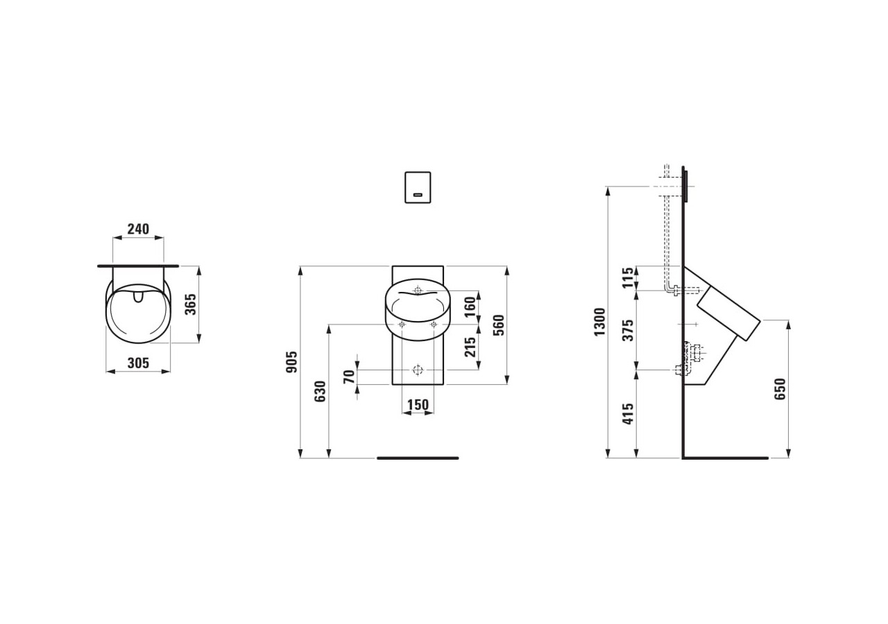 Urinoir Val Graphite mat 305 x 365 x 560 mm - H8402857580001 - Laufen