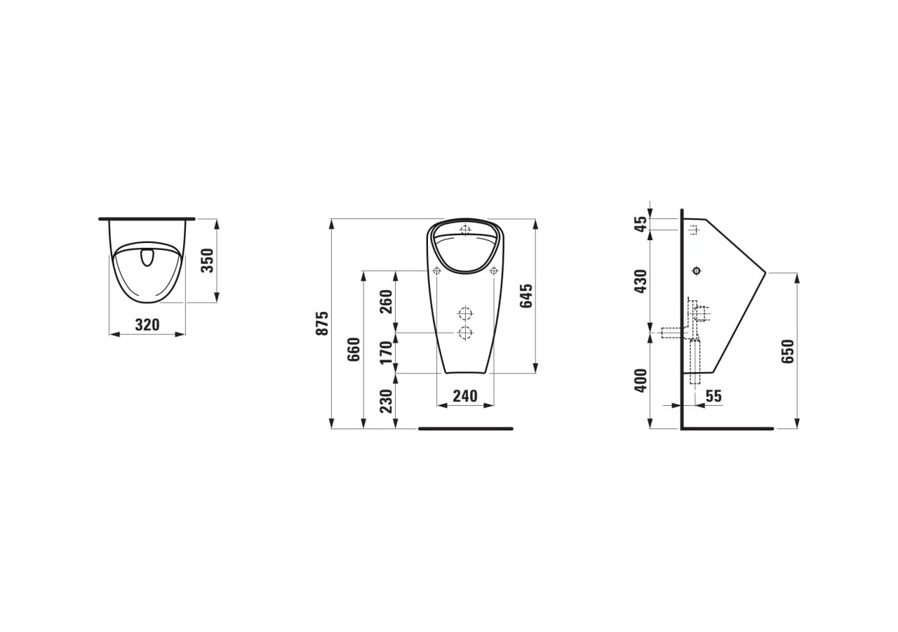 Urinoir Caprino Blanc 320 x 350 x 645 mm - H8410610000001 - Laufen