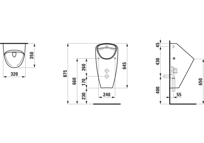 Urinoir Caprino Blanc 320 x 350 x 645 mm - H8410610000001 - Laufen