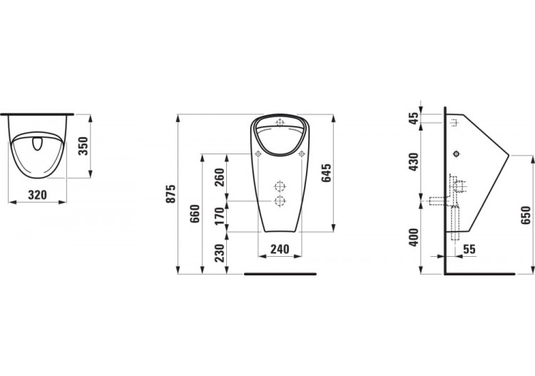 Urinoir Caprino Blanc mat 320 x 350 x 645 mm - H8410617570001 - Laufen 2
