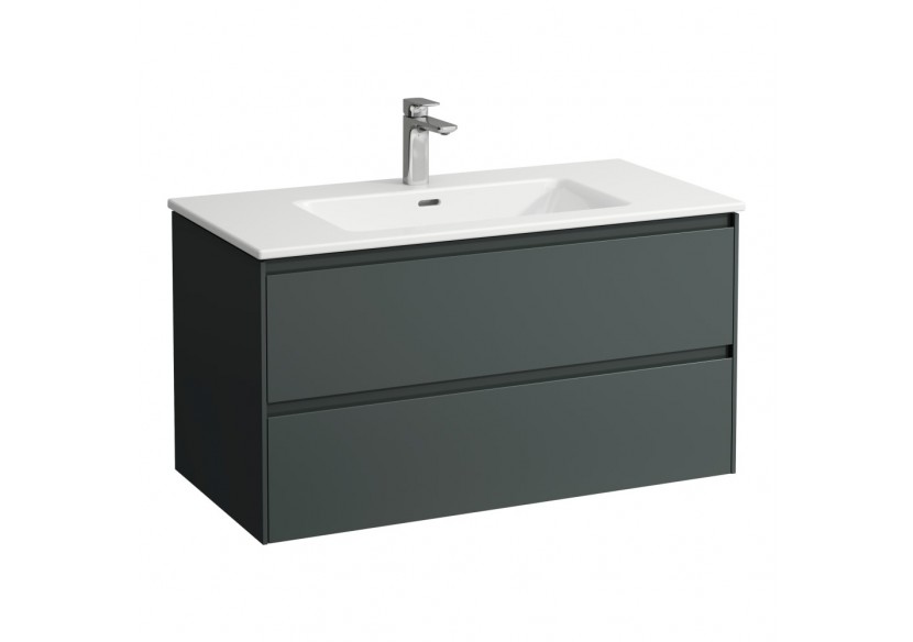 Pack lavabo et meuble sous lavabo Lani avec 2 tiroirs Lani Gris signalisation 1000 x 500 x 535 mm - H8649672661041 - Laufen