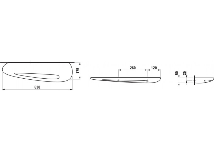 Tablette murale en céramique avec porte-serviettes Alessi Noir mat 630 x 175 x 50 mm - H8709727168991 - Laufen