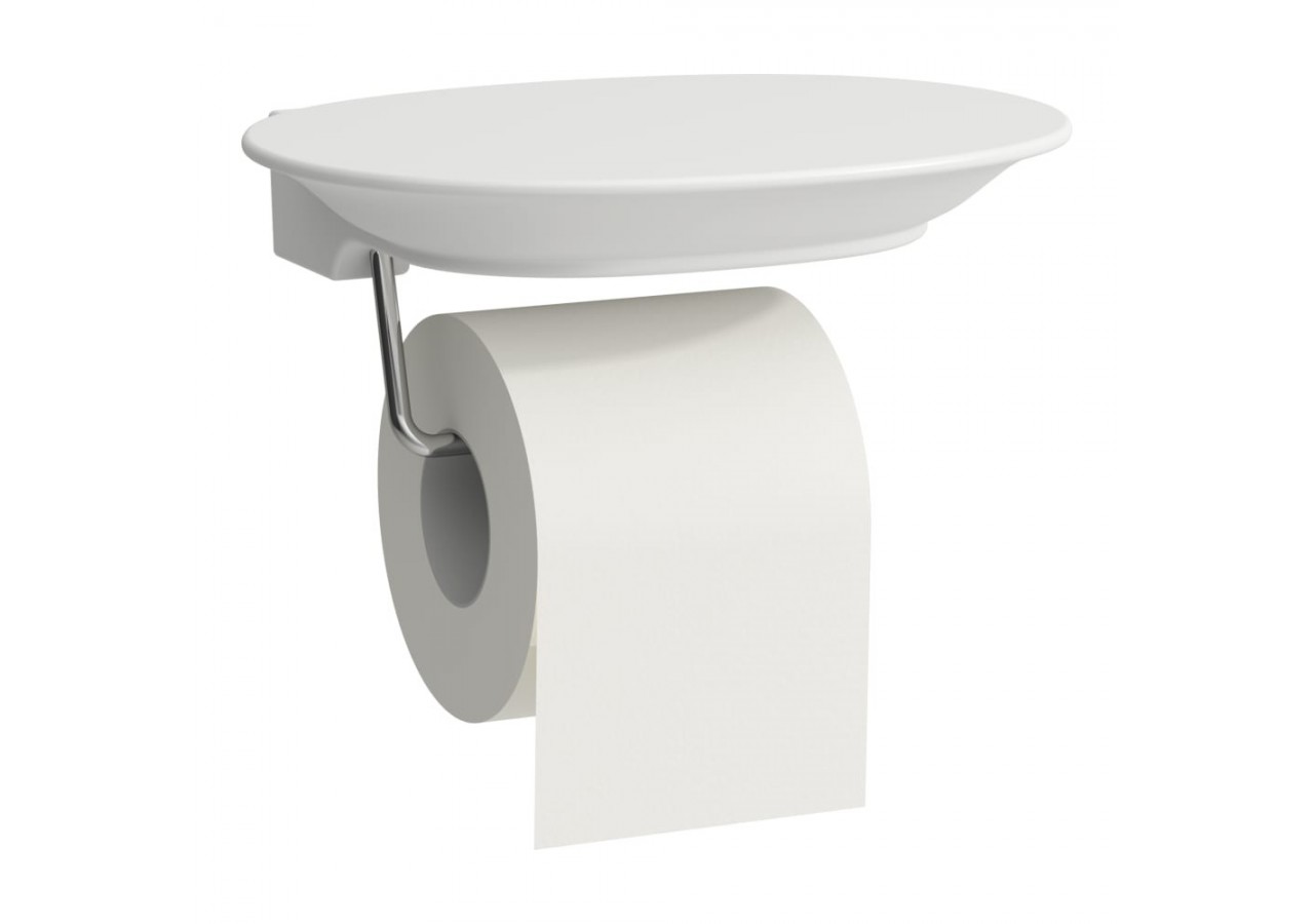 Porte-papier rouleau avec plateau en céramique New Classic Blanc mat - H8738537570001 - Laufen