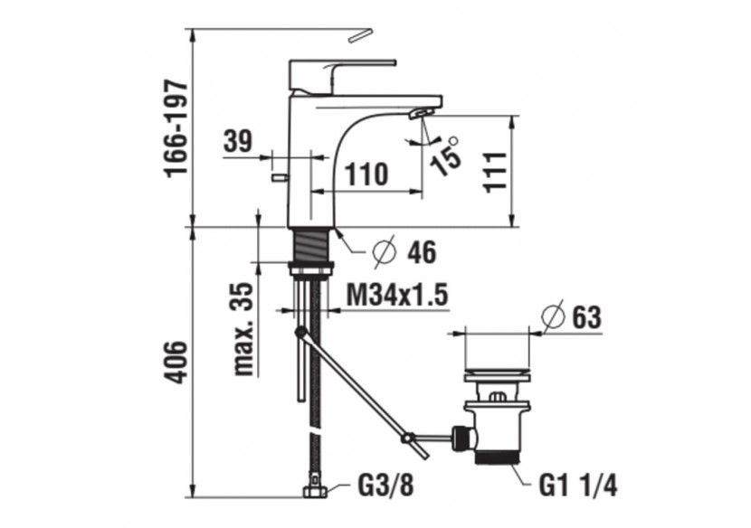Mitigeur de lavabo Eco+ bec fixe Swisstap - HF506101100000 - Laufen