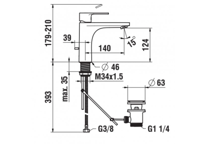 Mitigeur de lavabo Eco+ bec fixe Swisstap - HF506103100000 - Laufen