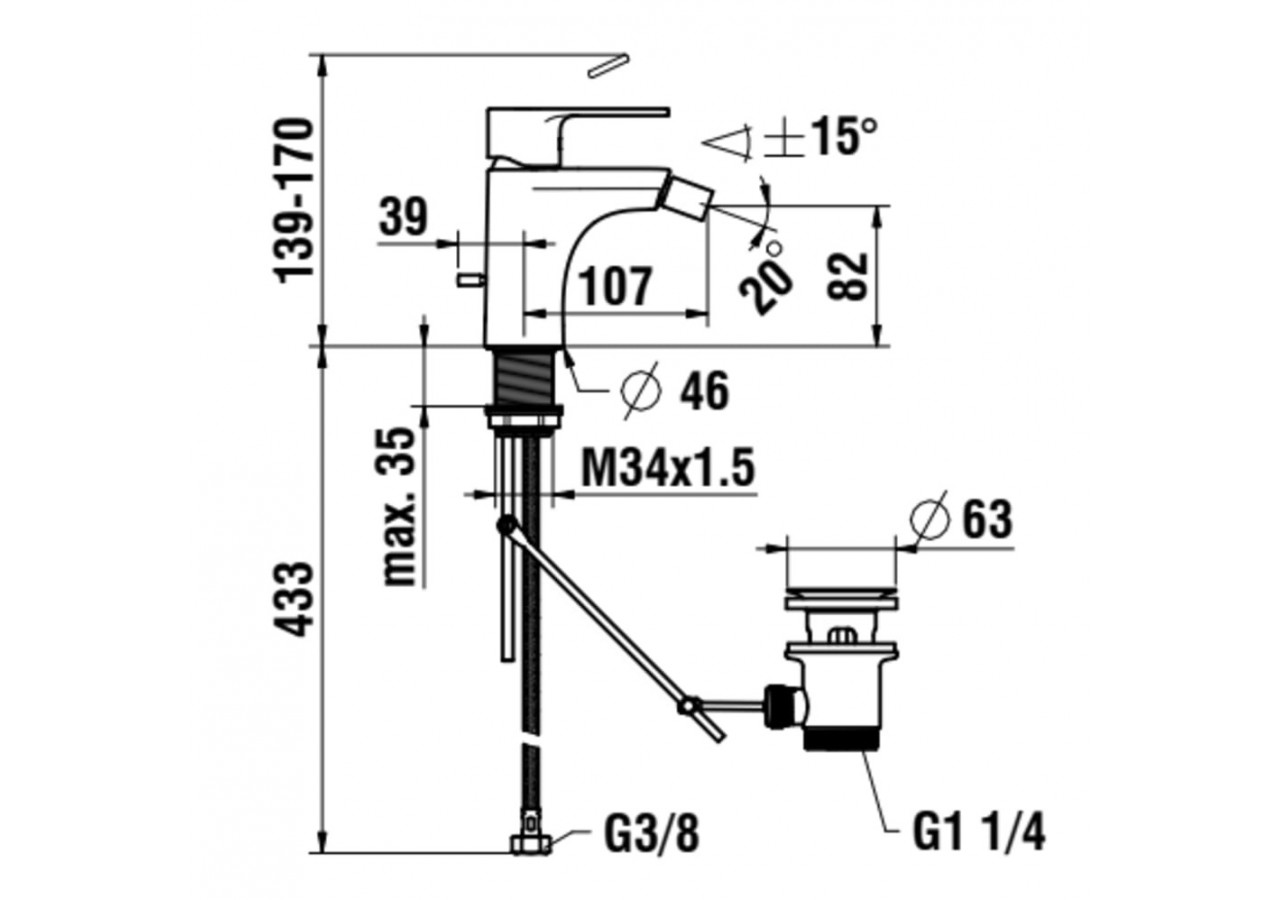 Mitigeur de bidet bec fixe Swisstap - HF506110100000 - Laufen