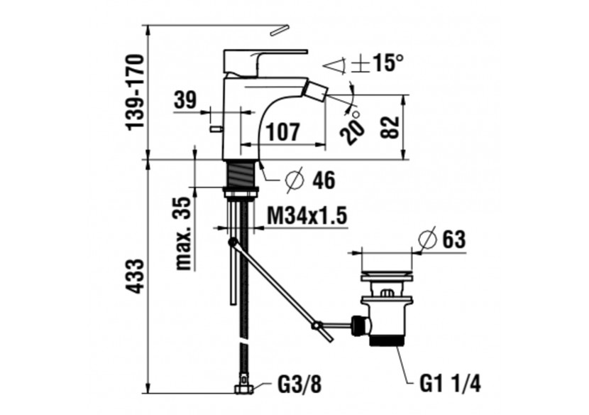 Mitigeur de bidet bec fixe Swisstap - HF506110100000 - Laufen