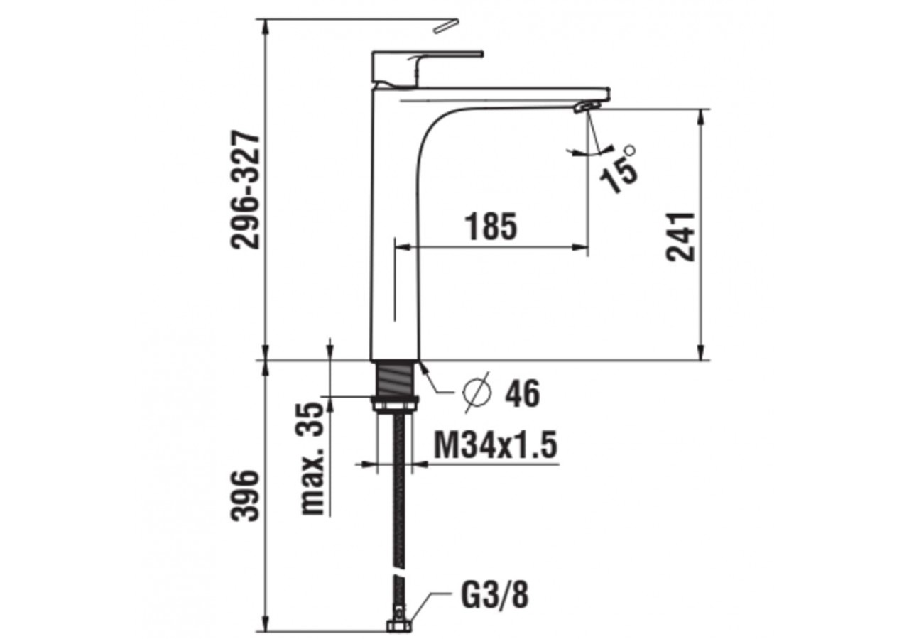 Mitigeur de lavabo réhaussé Eco+ bec fixe Swisstap - HF506114100000 - Laufen