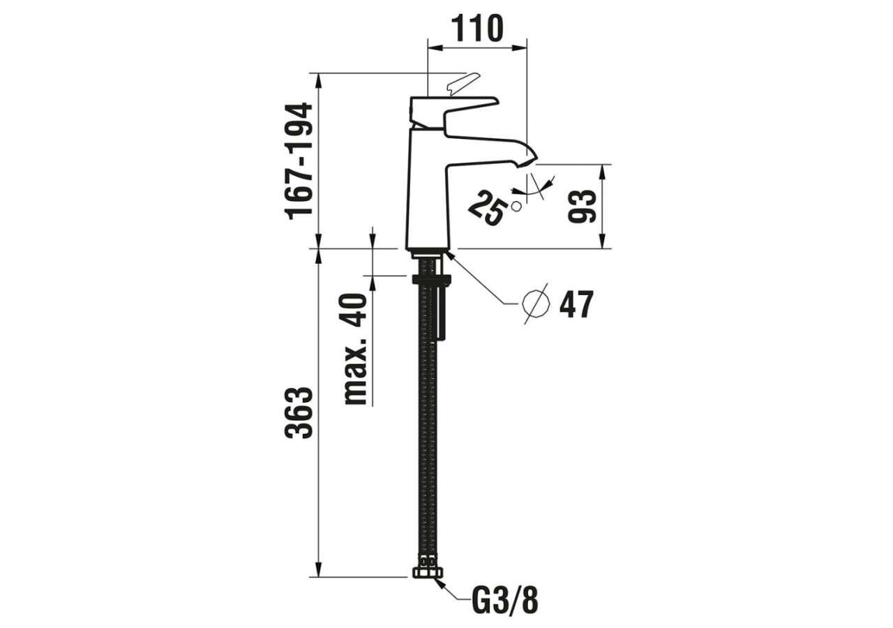 Mitigeur de lavabo cartouche Eco+ bec fixe sans vidage Pure - HF901702423000 - Laufen